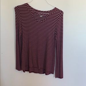 Maroon striped long sleeve top